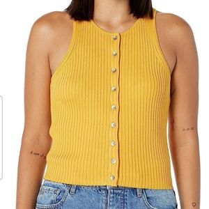 Calvin Klein women's ribbed scooped neck button tank top.
